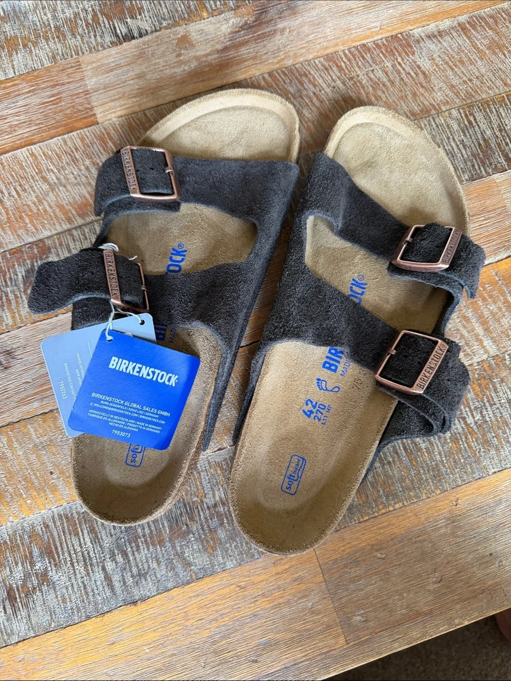 Birkenstock Arizona Suede Two-Strap Sandals, Dark Brown